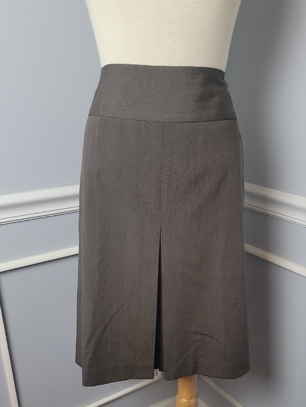 BANANA REPUBLIC Brown Inverted Pleats‎ Straight Wool Blend Professional Skirt 10